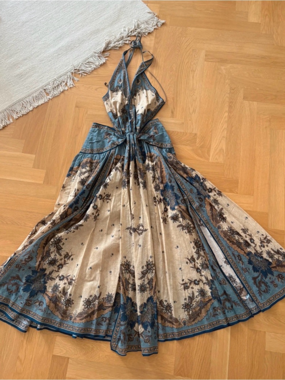 Zimmermann Ascension Plunge Halter Maxi Dress